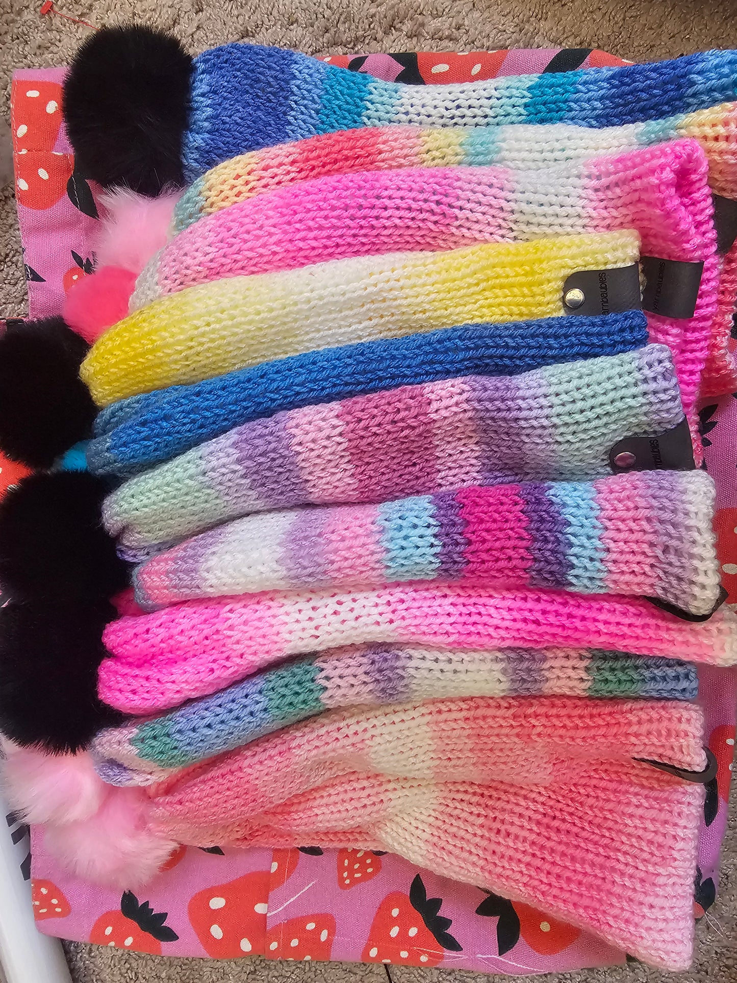 Ready to Ship Mystery Adult Size Knit Beanie Hats with Pom Pom toppers