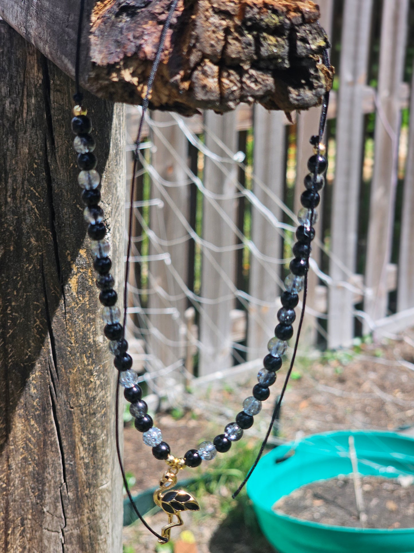 Gold and Black Flamingo Necklace