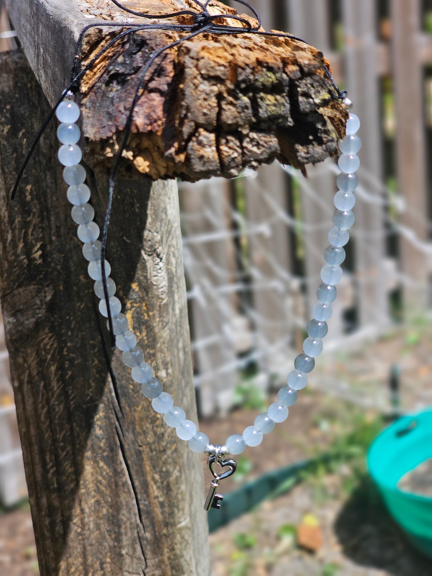 Silver Heart Key Necklace