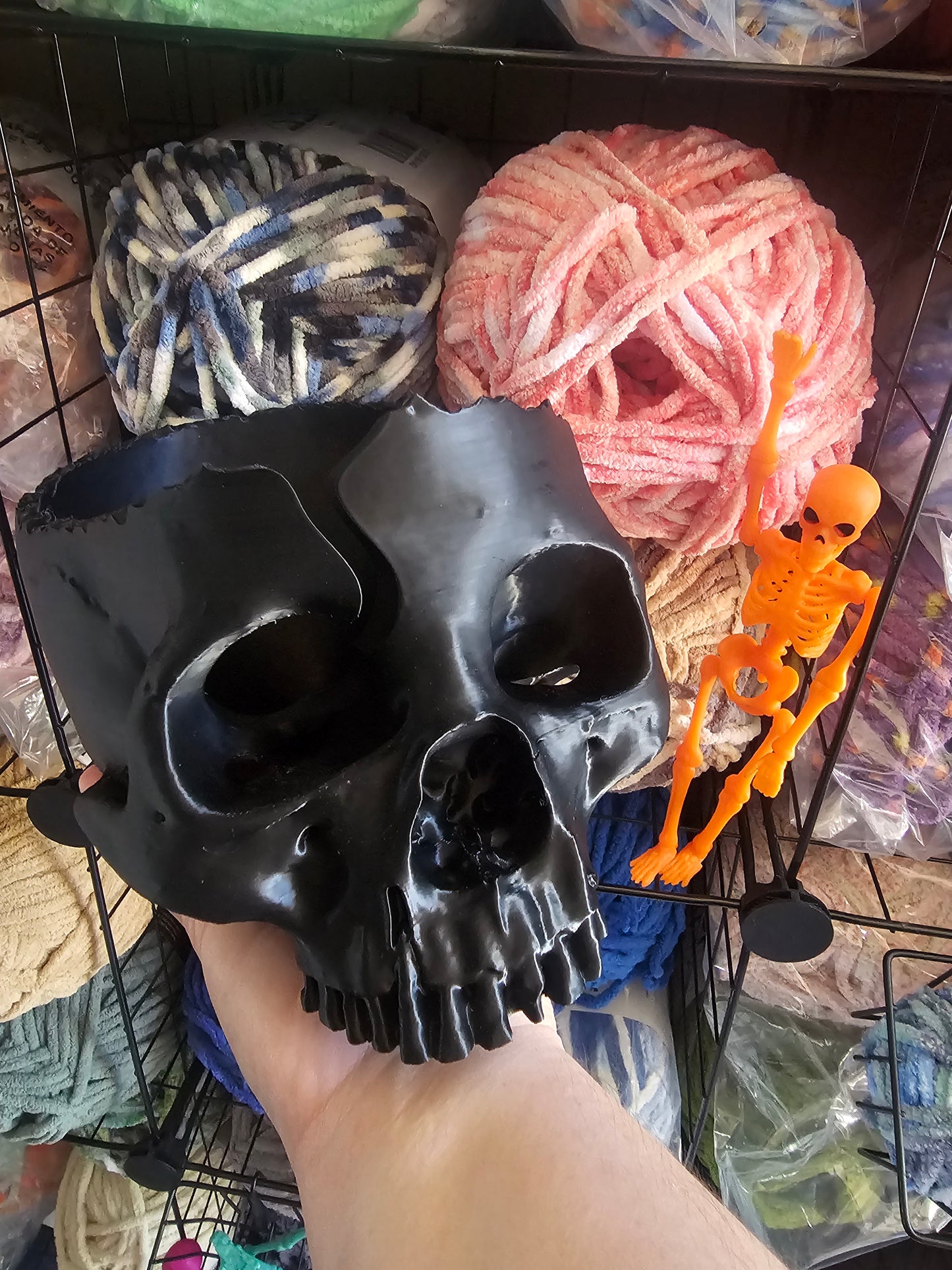 Ready to Ship Black Yarn Bowl Skull