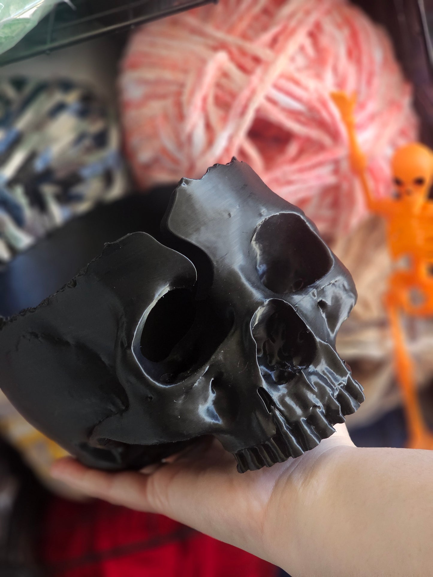 Ready to Ship Black Yarn Bowl Skull