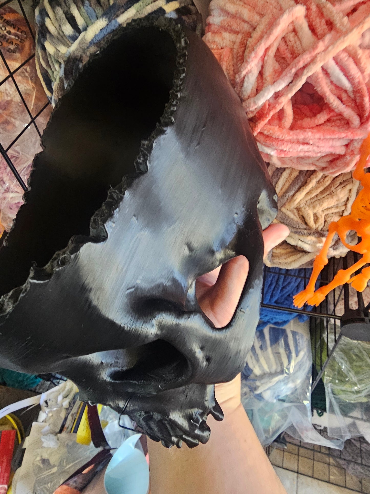 Ready to Ship Black Yarn Bowl Skull