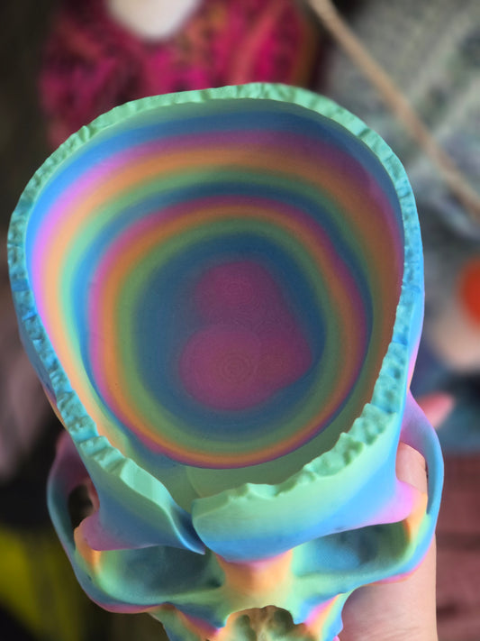 Ready to Ship Matte Pastel Rainbow Yarn Bowl Skull