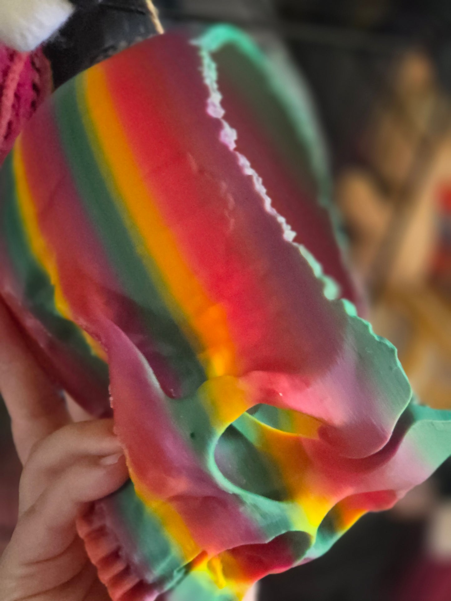 Ready to Ship Matte Rainbow Yarn Bowl Skull