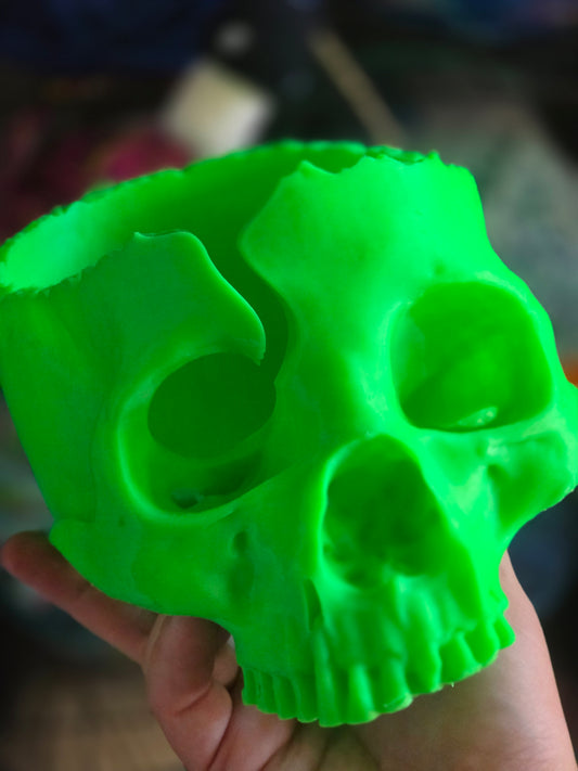 Ready to Ship Neon Green Yarn Bowl Skull