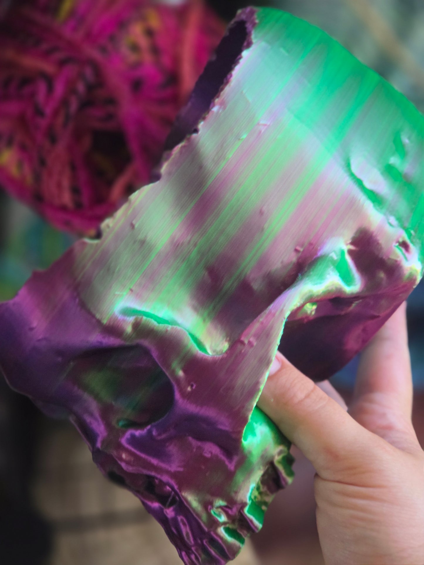 Ready to Ship Metallic Rainbow Yarn Bowl Skull