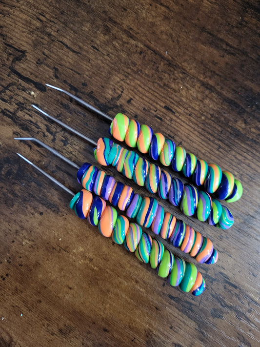 Loom Hook, Polymer Clay Loom Hook, Handmade Lollipop Swirl Loom Hook image 0