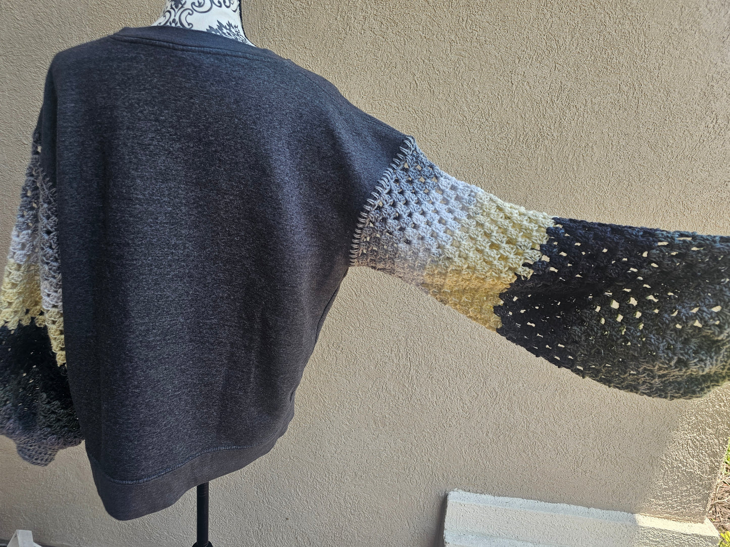 Upcycled Sweater with Crochet Sleeves - Chimney Rock