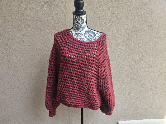 Maroon Pullover Crochet Sweater