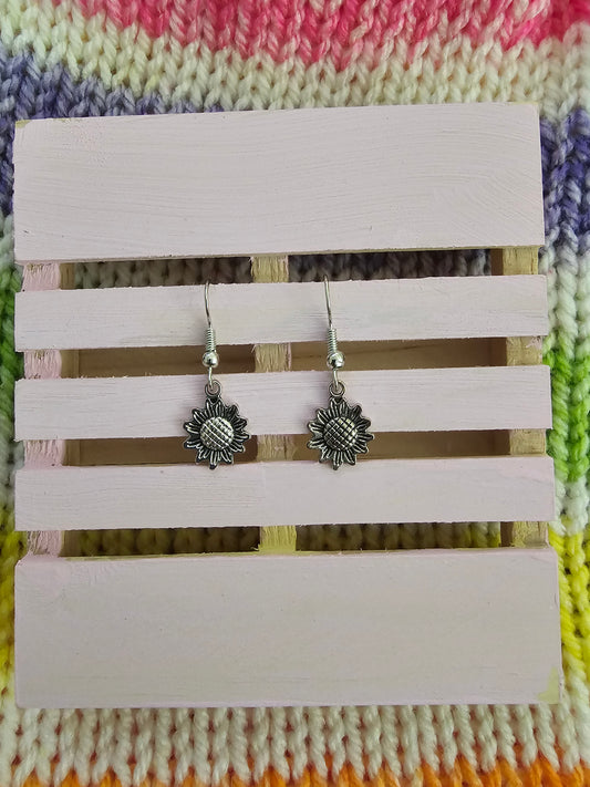 Silver Sunflower Earrings