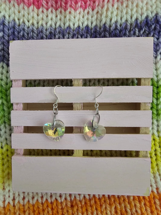 Clear Suncatcher Heart Earrings