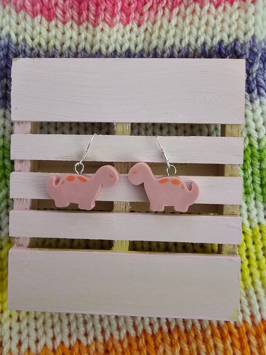 Pink Brontosaurus Earrings