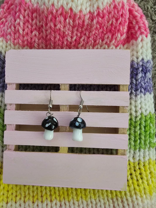 Black Mushroom Earrings