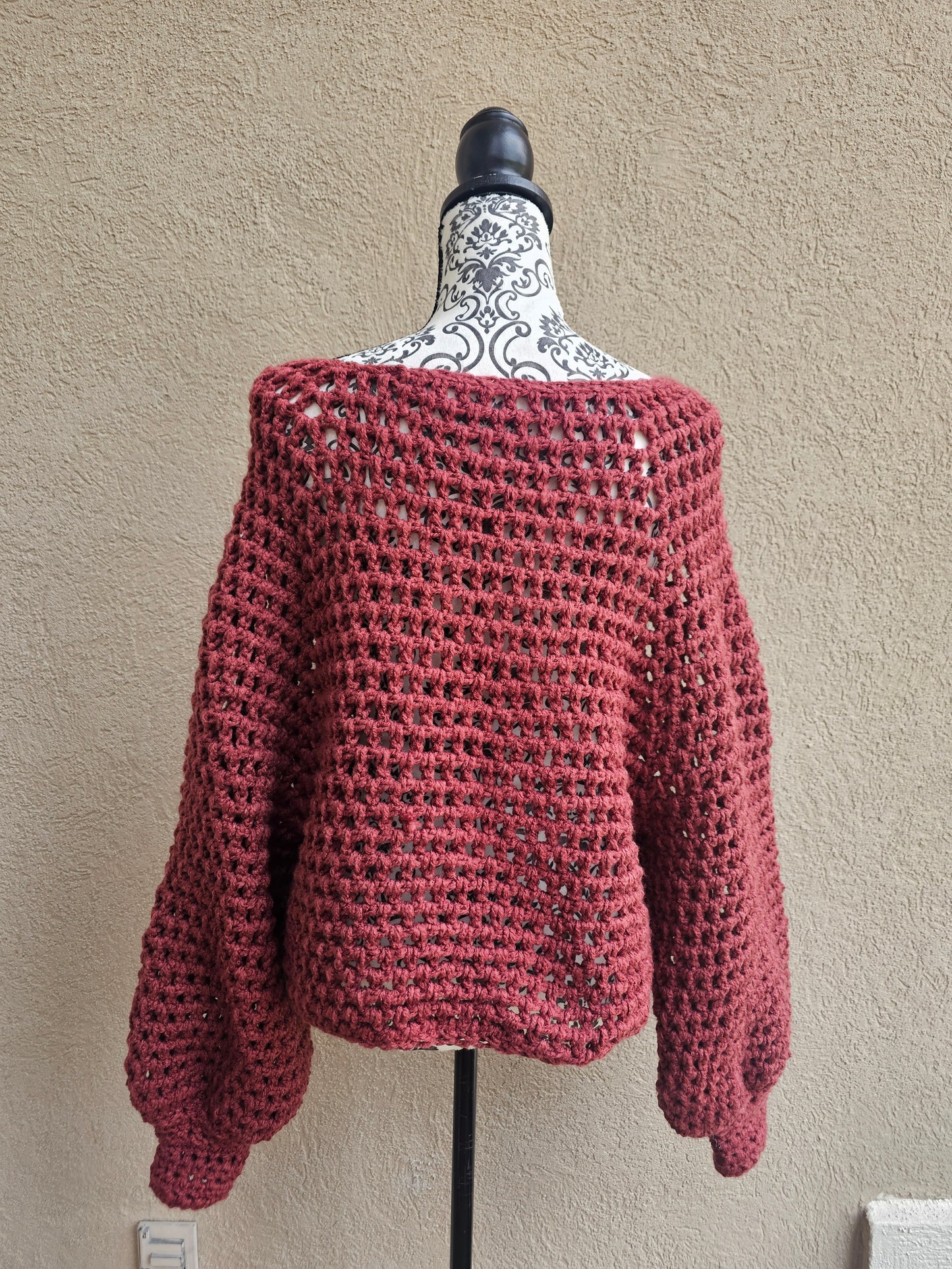 Maroon Pullover Crochet Sweater